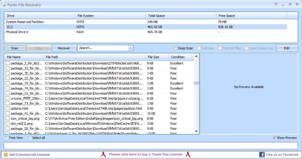  Puran File Recovery для восстановления файлов и папок