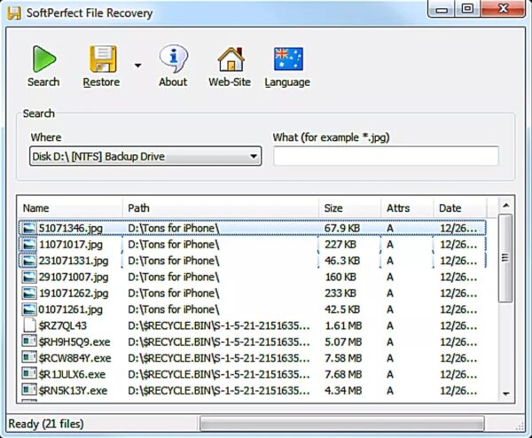 Бесплатная программа для восстановления данных — SoftPerfect File Recovery