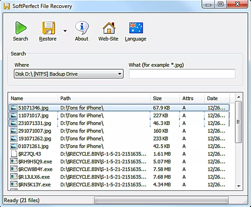 Бесплатная программа для восстановления данных — SoftPerfect File Recovery