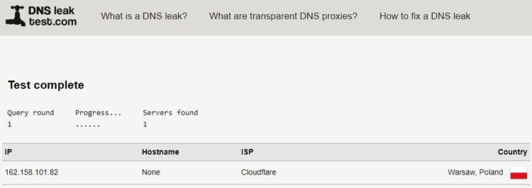 Утечки DNS нет. Идеальный для Беларуси результат