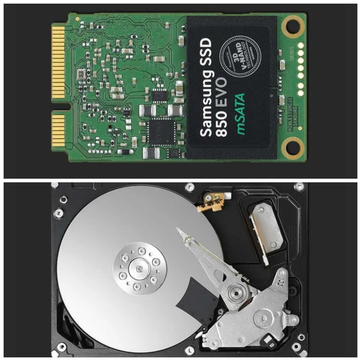 SSD и HDD диски для тестирования, без верхней крышки